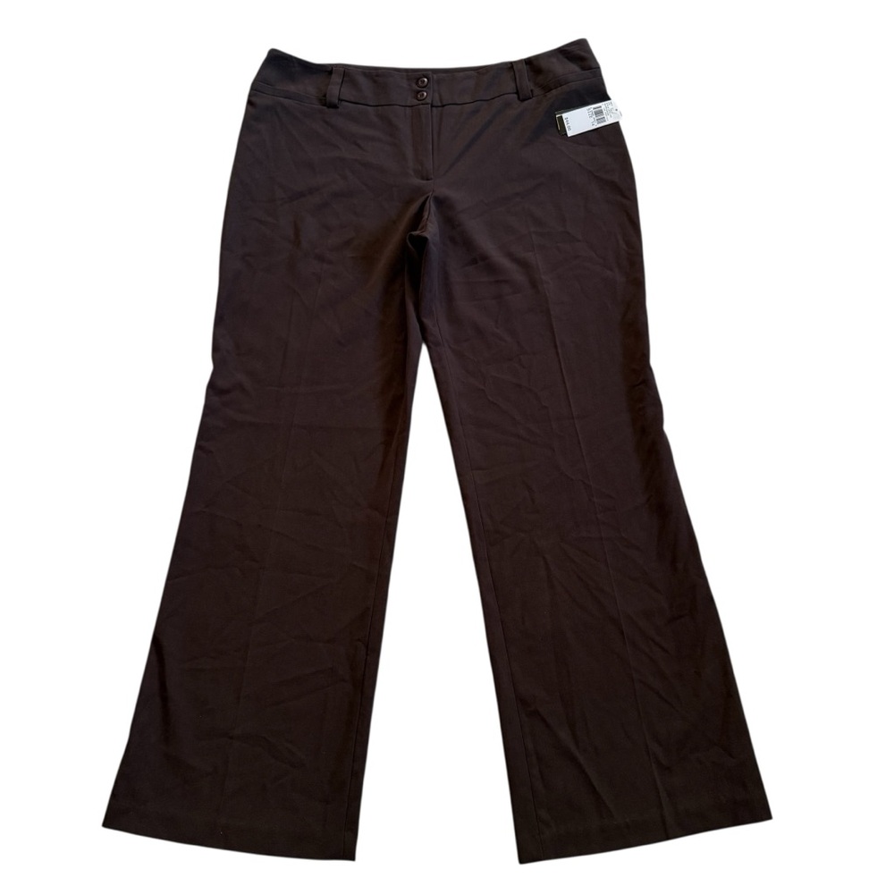 NWT AB Studio Townsend Stretch Wide Leg Business Career Brown Pants Size 14